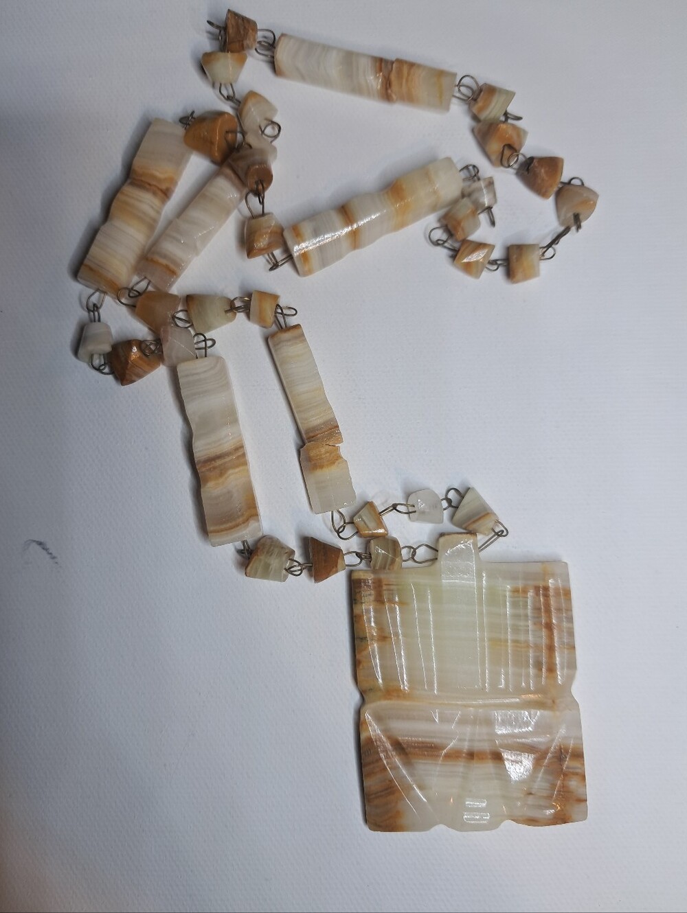 Natural Brown and Cream Stone Pendant Necklace - Women Jewelry